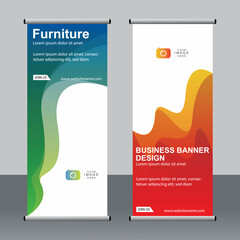 Wall Mural - business banner roll up set standee banner template modern banner.