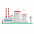 Nuclear power plant. Energy, vector illustration