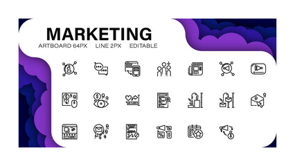 Editable marketing icon set 