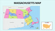 © awesome artt - Massachusetts Map. State and district map of Massachusetts. Political map of Massachusetts with neighboring countries and borders.