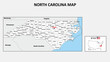 © awesome artt - North Carolina Map. Political map of North Carolina with boundaries in white color.