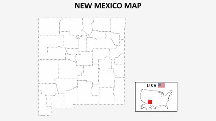 Wall Mural - New Mexico Map. State and district map of New Mexico. Political map of New Mexico with outline and black and white design.