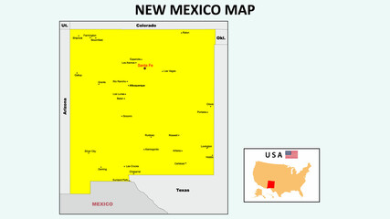 Wall Mural - New Mexico Map. State and district map of New Mexico. Political map of New Mexico with the major district