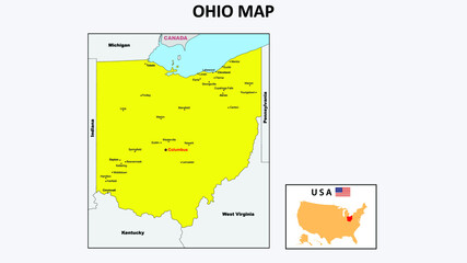  Ohio Map. State and district map of Ohio. Political map of Ohio with the major district.