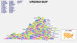 Virginia Map. District map of Virginia in District map of Virginia and color with capital.