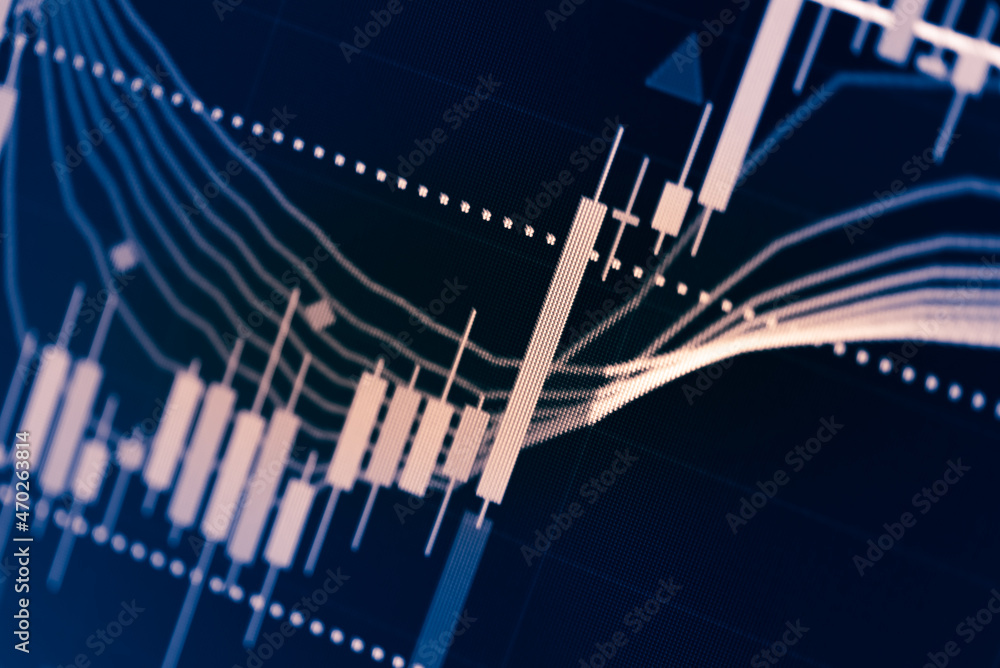 Forex market background, trading on the currency market Forex. Currency exchange rate for world currency: US Dollar, Euro, Frank, Yen. Financial, money, global finance, stock market background.	
