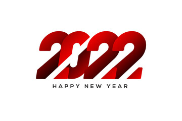 Wall Mural - Happy New Year 2022 text typography design patter in red color, vector illustration