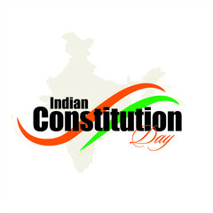 Conceptual Template Design for Indian Constitution Day, 26 November. Silhouette of Indian Map. National Tricolor Ribbon Illustration.