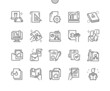 © palau83 - Technical documentation. Industrial, information, mechanical, paperwork and document. Technical file. Worker. Pixel Perfect Vector Thin Line Icons. Simple Minimal Pictogram