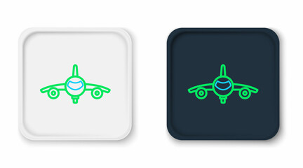 Sticker - Line Plane icon isolated on white background. Flying airplane icon. Airliner sign. Colorful outline concept. Vector