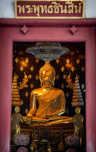 Phitsanulok, THAILAND - November 12, 2021:  Golden Image Phra Buddha Chinnarat Wat Pra Sri Rattana Mahathat  Temple, Phitsanulok Province.