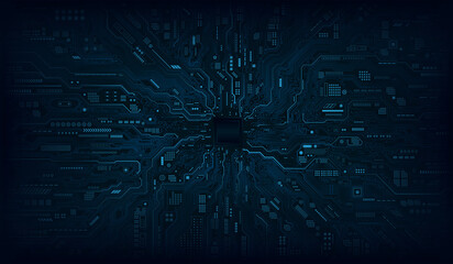  CPU Chip on Motherboard. Central Computer Processors CPU concept. Quantum computer, large data processing, database concept. Futuristic microchip processor. Digital chip.