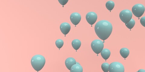 Wall Mural - Floating balloons on a colored background - 3D render