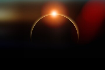 Wall Mural - planet earth dawn sunset from space. silhouette planet earth in rays of sun, space stars and galaxie