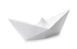 canvas print picture - Handmade paper boat isolated on white. Origami art