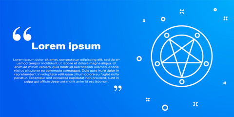 Poster - White line Pentagram in a circle icon isolated on blue background. Magic occult star symbol. Vector