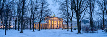 Panoramic View Of The Brandenburg Gate (Brandenburger Tor) In Winter, Berlin, Germany