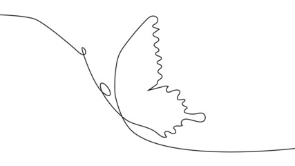 Wall Mural - Continuous one line drawing. Flying butterfly logo. Black and white illustration. Concept for logo, card, banner