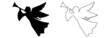 © Tally 18 - Christmas angel vector icon.Christmas and religion symbols isolated on white. Angel trumpets.Angel silhouette .