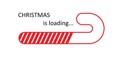 Christmas is loading progress bar, Christmas countdown vector candy cone. Simple holiday winter illustration