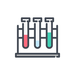 Wall Mural - Stand with test tubes color line icon. Laboratory equipment and glassware vector outline colorful sign.