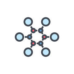 Poster - Molecule formula color line icon. Chemical compound and structure connection vector outline colorful sign.