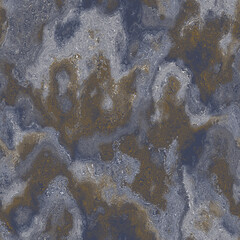 Navy blue yellow marbled seamless texture. Irregular color ink blotched paint effect background. Marble irregular swirl allover print. Modern trendy wallpaper tile