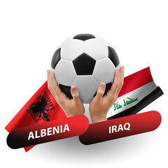 Soccer football competition match, national teams albenia vs iraq