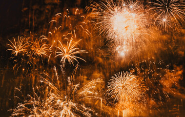 Poster - exploding fireworks New Year background