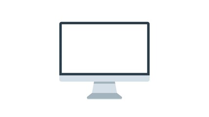 Computer monitor screen animation flat icon for apps and websites. Blank computer monitor 4k video alpha channel animation icon.