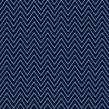Christmas Chevron Pattern. Abstract Background With White Zig-zag Stripes On A Blue Background. Vector Illustration