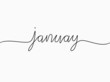 © Nitiwa - simple black January text calligraphic lettering continuous lines element for month theme like header, background, banner, cover, card, label, wallpaper, wrapping paper etc. vector design.