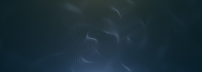 Wall Mural - Abstract colorful digital particles wave with bokeh and light background, 3d render wave line dot background, line wave light glowing effect particular background.	