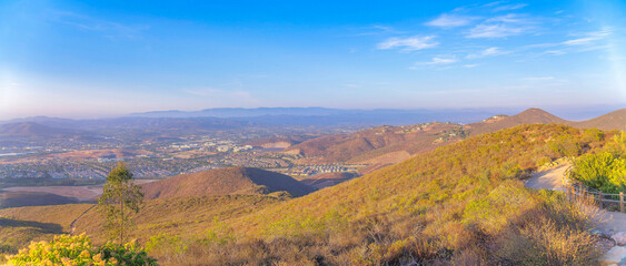 Wall Mural - View of a residential area from a mountain at San Diego, California