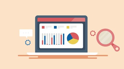 Wall Mural - business analytics, financial app software shows virtual data on screen, seo report, company sales a