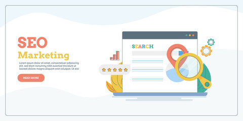 Wall Mural - seo marketing and local business search, digital marketing and search advertising concept, business 