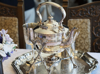 Wall Mural - Silverware on the table at tea time