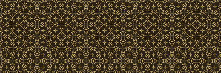 Wall Mural - Background image with vintage decorative ornament on black background for your design projects, seamless patterns, wallpaper textures with flat design. Vector illustration