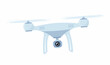 Drone with action Camera. Air Video and Photography. Flying quadrocopter with camera. Vector illustration for banner.