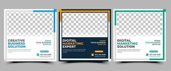 Wall Mural - Set of Business Promotion Social Media Post Template Design.