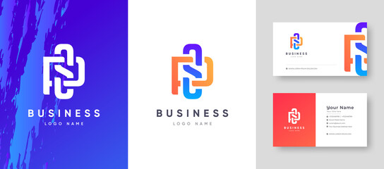 Initial Letter S and P or P & S combination Company business Logo with Business Card Design Fresh or Clean Editable Template