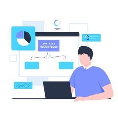 Wall Mural - workflow and business management illustration landing page concept. illustration for websites, landi