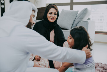 Wall Mural - Arabic happy family lifestyle moments at home