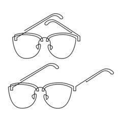 Wall Mural - Sunglasses, glasses with diopters. Continuous line drawing. Vector illustration.