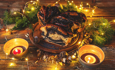 Wall Mural - Babka on Christmas background