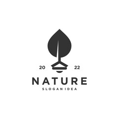 Wall Mural - Nature logo with creative leaf design Premium Vector