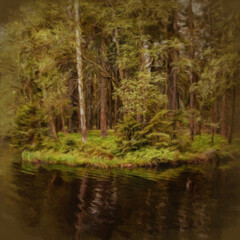  Beautiful landscape painting art in big size. Nature scene drawing artwork. Illustration for design digital or print work - poster, postcard, canvas, paper and else touristic production.