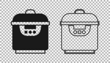 Black Slow cooker icon isolated on transparent background. Electric pan. Vector