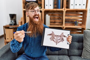 Poster - Young redhead man psychology having rorscharch test at clinic