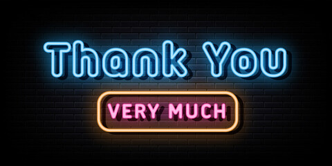 Thank you very much neon signs vector. Design template neon sign